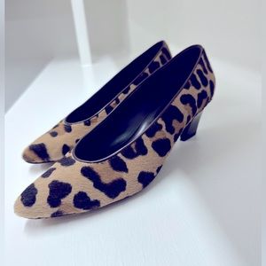 Sesto muecci animal print calf hair heel vintage preloved size 8.5 made in Italy